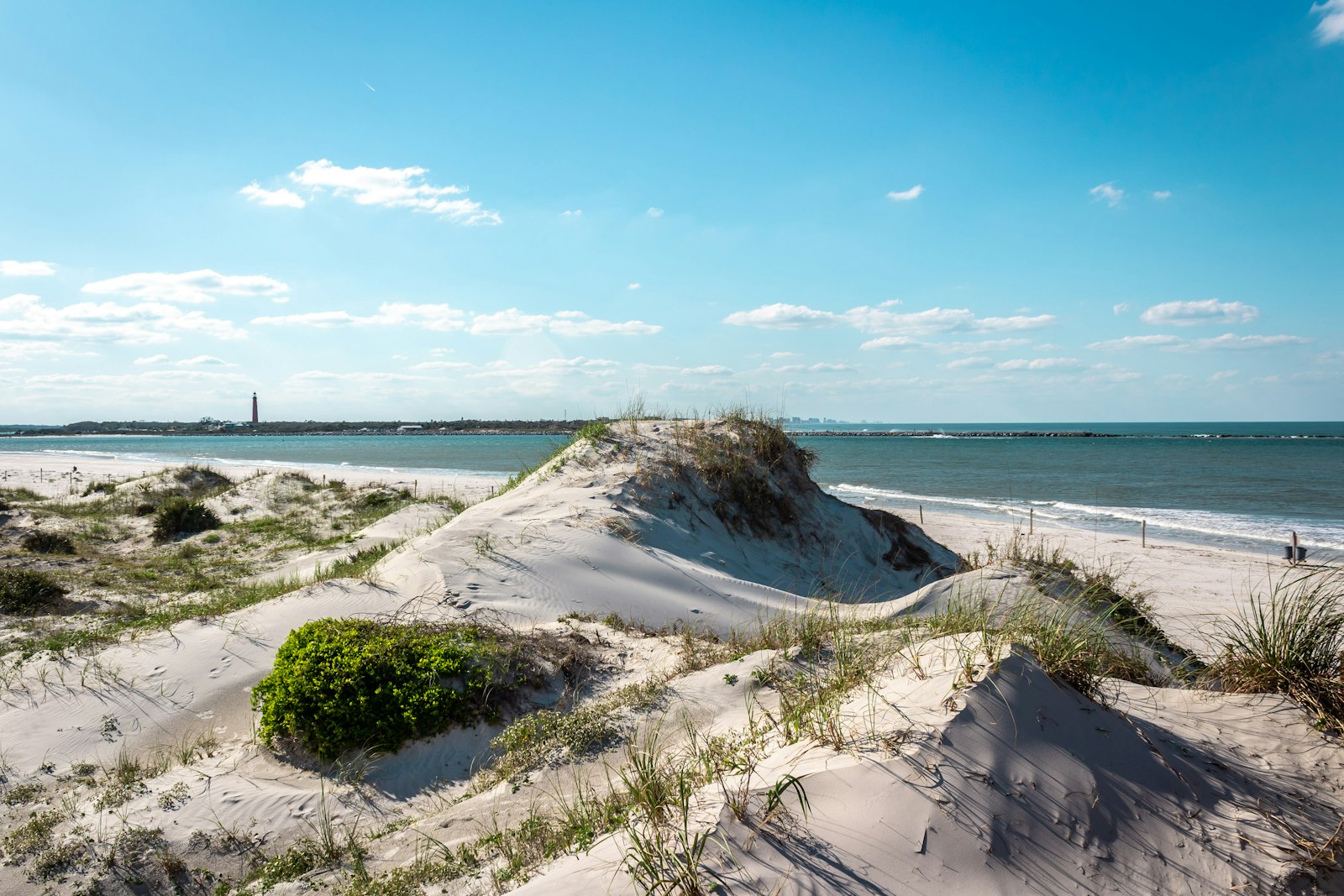 The open sand and surf at New Smyrna Beach