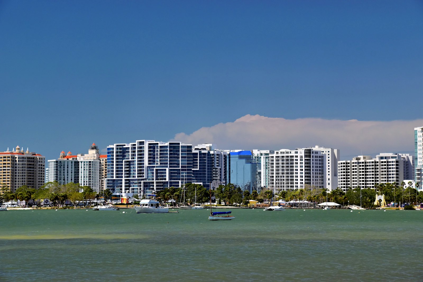 Sarasota's bayfront skyline along the coast