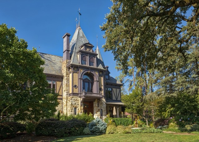 The historic Tudor-style Rhine House mansion at Beringer Vineyards in St. Helena