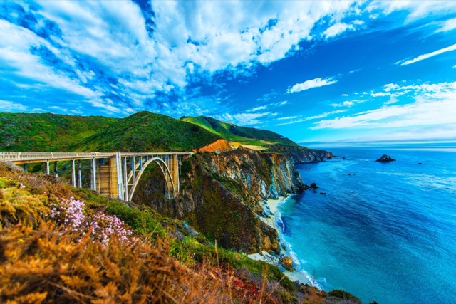 The Bixby Creek Bridge spanning its coastal canyon on Highway 1 above the Pacific