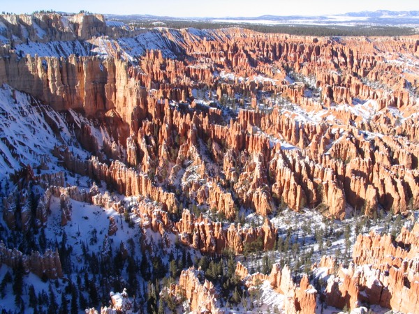 The snow-dusted Silent City from Bryce Point