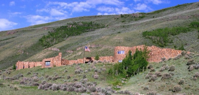 The National Museum of Wildlife Art's stone building set into the hillside