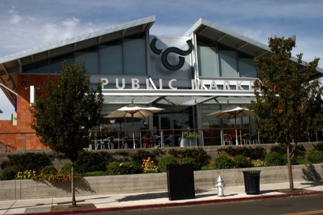 The exterior of the Oxbow Public Market building in downtown Napa