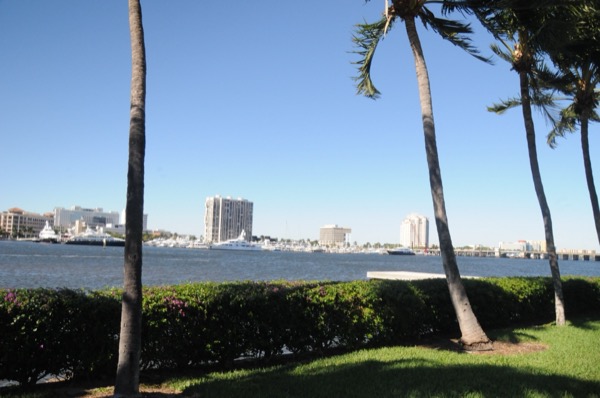 The Lake Worth Lagoon and West Palm Beach skyline from the Palm Beach shore