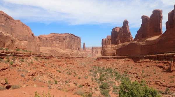 The monolith walls flanking the Park Avenue corridor in Arches
