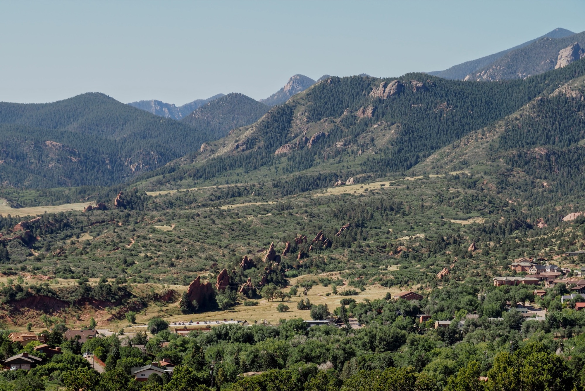 The red rock fins and forested foothills of Red Rock Canyon Open Space