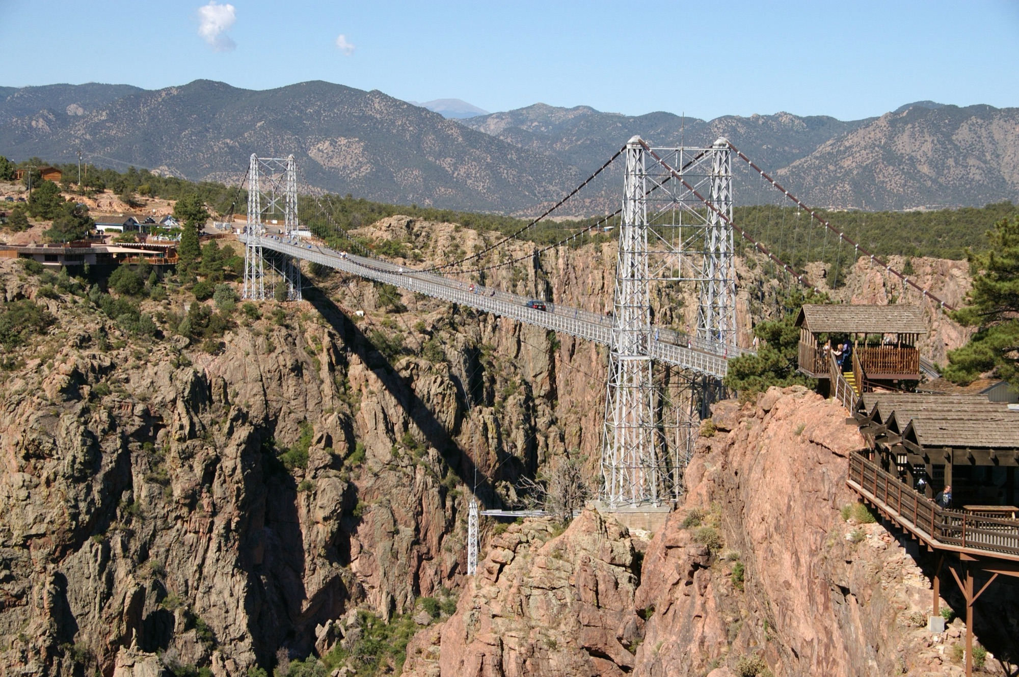 The Royal Gorge suspension bridge spanning the Arkansas River gorge near Cañon City