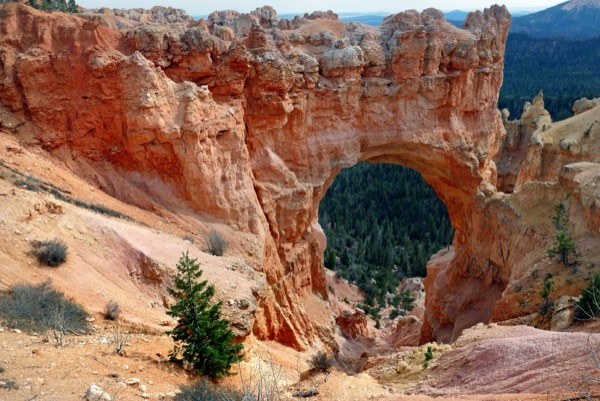 The Natural Bridge red-rock arch along Bryce's southern scenic drive