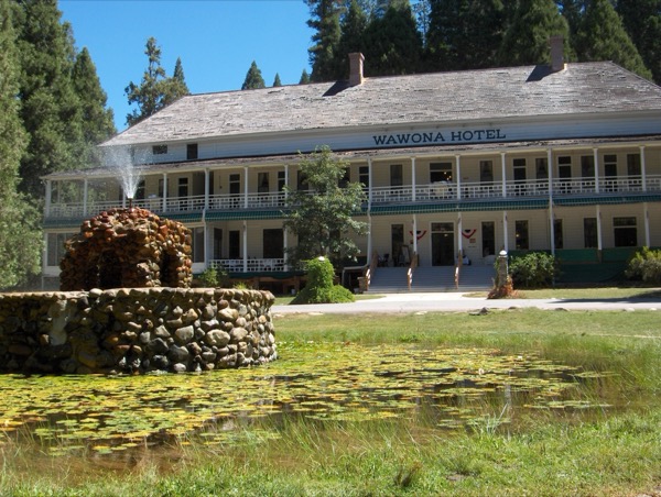 The 1876 Victorian Wawona Hotel with its wraparound verandas in Yosemite