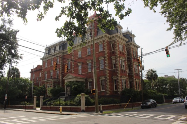 Wentworth Mansion — the grand 1886 red-brick Second Empire mansion with a mansard roof and rooftop cupola in Charleston's Harleston Village
