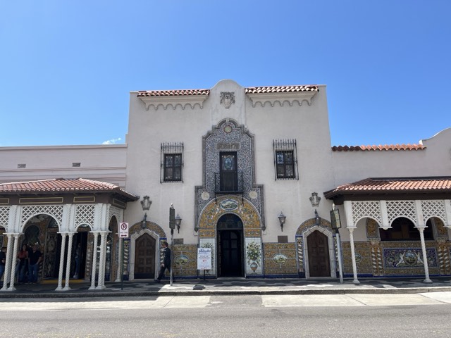 The ornate Spanish hand-painted-tile facade of the 1905 Columbia Restaurant in Ybor City, Tampa