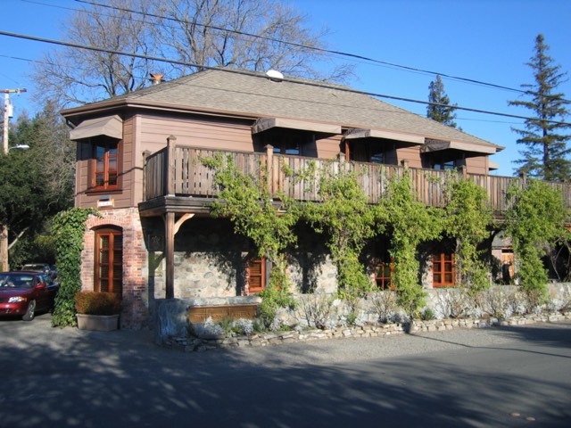 The historic ivy-covered stone-and-timber French Laundry restaurant building in Yountville
