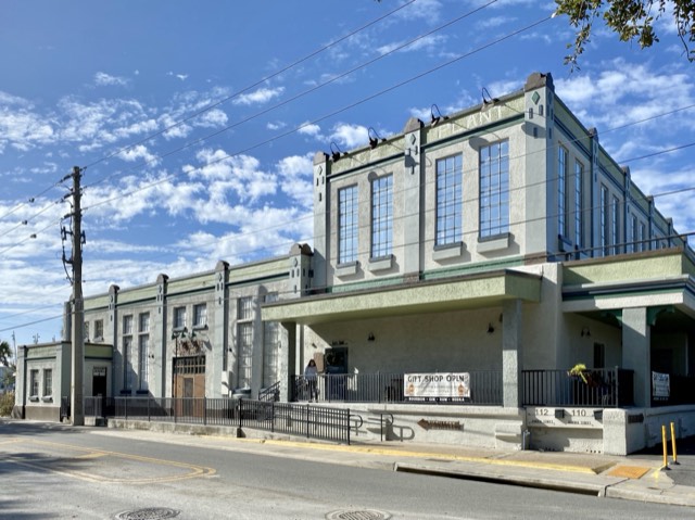 The 1927 Art Deco ice plant building on Riberia Street that houses the Ice Plant Bar and St. Augustine Distillery